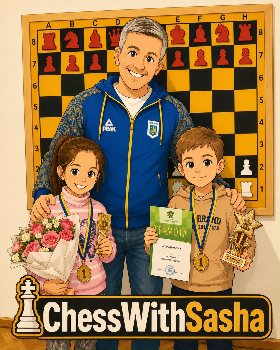 Chess club members reviewing match moves